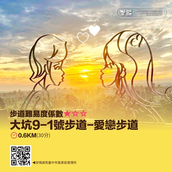 大坑9-1號步道-愛戀步道-打卡點示意圖